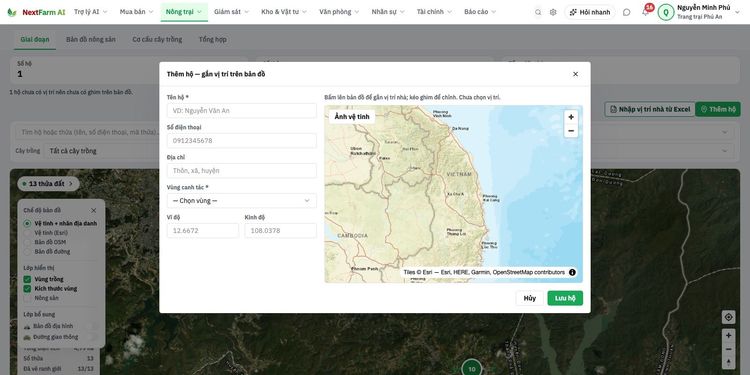Thêm hộ và đặt vị trí nhà