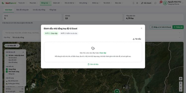 Nhập vị trí nhà từ Excel