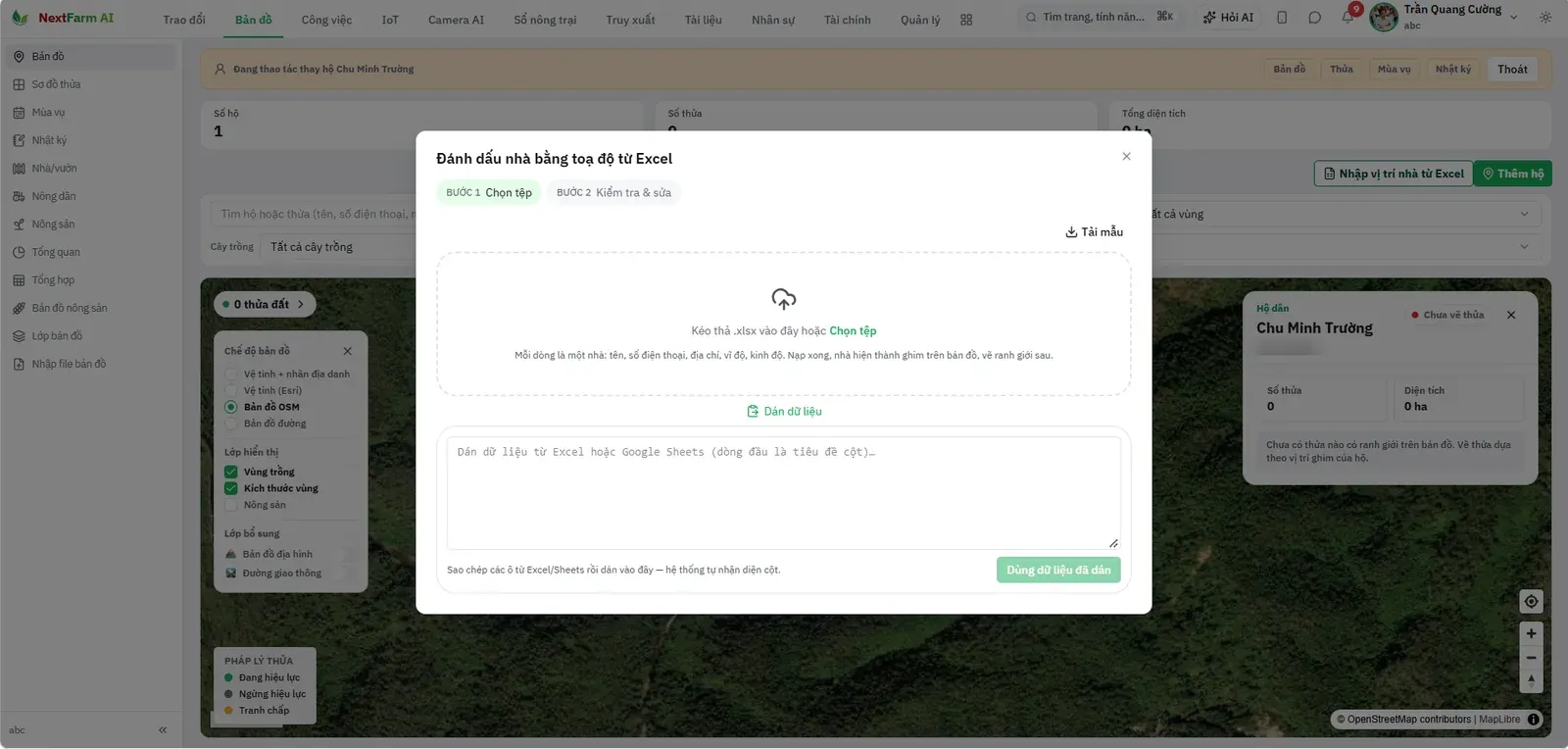 Nhập vị trí nhà từ Excel